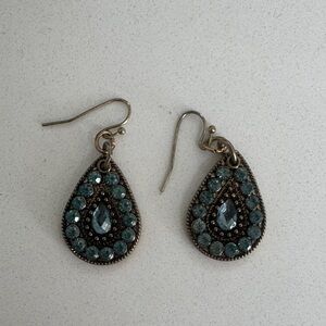Elegant Teardrop Earrings with Blue Accents